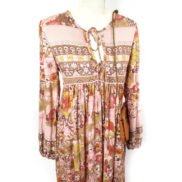 R. Vivimos Floral Long Sleeve Midi Dress, M - Picture 6 of 11